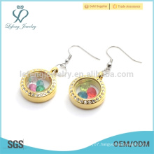 Fashion jewelry gold crystal floating earrings, lovely round glass women earrings